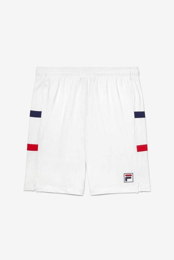 Fila Heritage White Tennis Men's Shorts - White/Navy/Red,NZ 26-67382